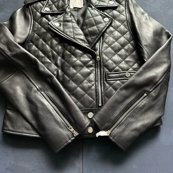 (NWT) Sandro - Ewan Leather Quilted Biker Jacket - Picture 6 of 12
